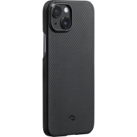 Ультра тонкий чехол Pitaka MagEZ 3 для iPhone 14 Plus (6.7"), черно-серый узкое плетение, кевлар (арамид)