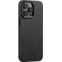 Противоударный чехол Pitaka MagEZ Pro 4 для iPhone 15 Pro (6.1"), черно-серый, кевлар (арамид)