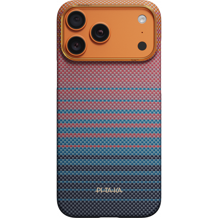 Ультра тонкий чехол PITAKA (California Dream-05) для iPhone 17 Pro Max, (Sunset 2.0) Сине-красный